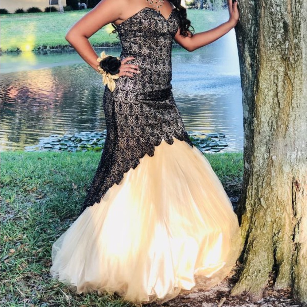 Prom Dress Black and Gold
